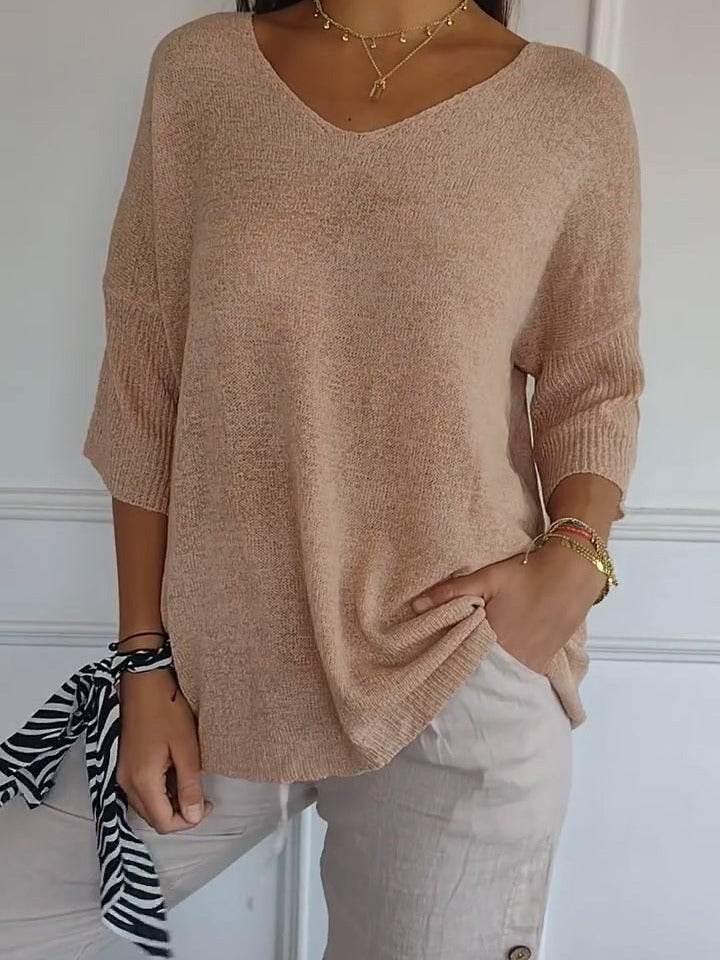 Fully Fashioned Knitwear Women’s V-Neck Sweater - ZA-Zola