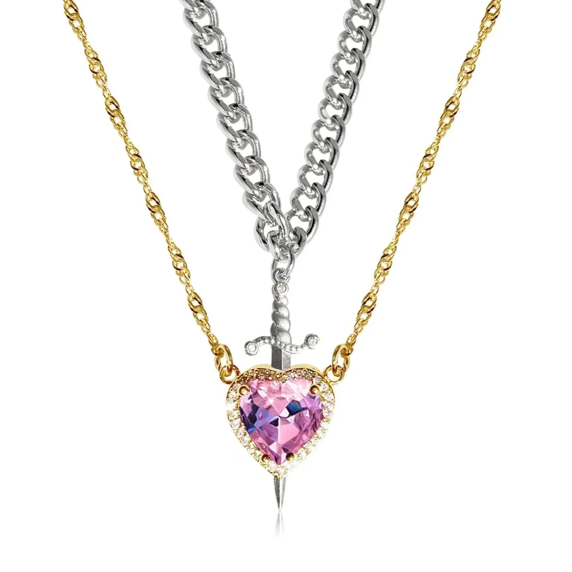 Heart & Sword Necklace Set - Gift for Couples - Buy Now! - ZA-Zola