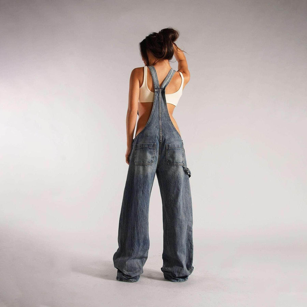 Y2K Zipper Denim Overalls – Wide Leg Street Style - ZA-Zola