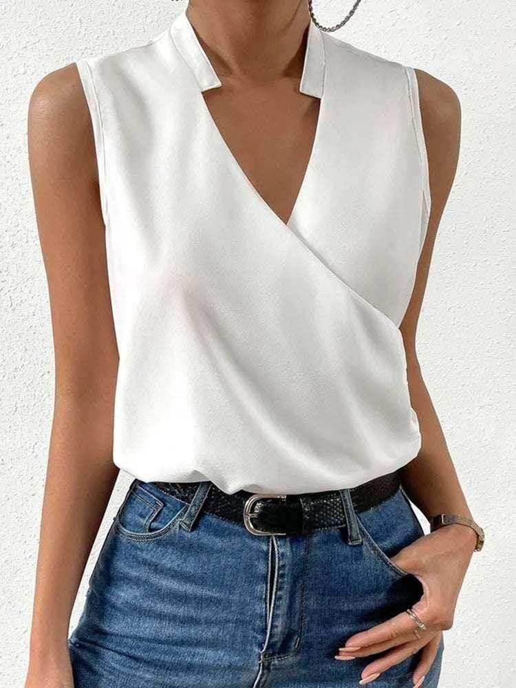Chic V-Neck Sleeveless Casual Top for Women - ZA-Zola