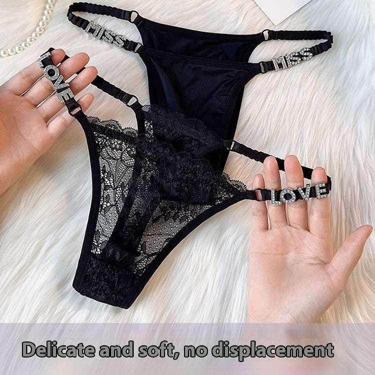 LOVE Rhinestone T-back – Sexy Lace Sports Underwear - ZA-Zola