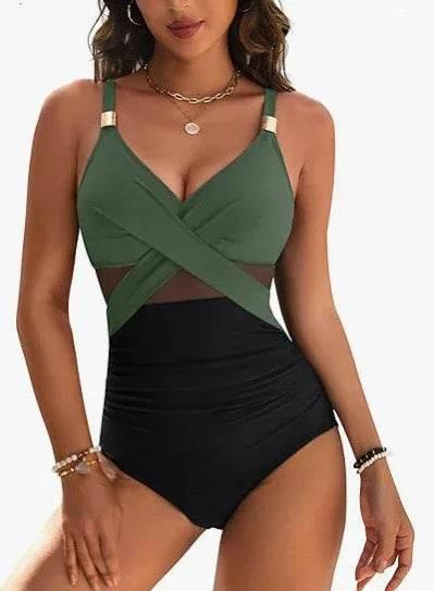 Stylish One-Piece Swimsuit - Solid Color for Women - ZA-Zola