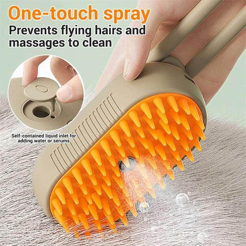 3-in-1 Steam Pet Brush – Grooming, Massage & Hair Removal - ZA-Zola