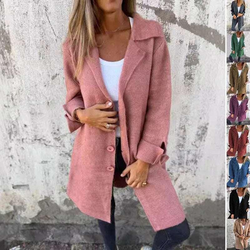 Single Breasted Cardigan Coat Women Mid Length - ZA-Zola