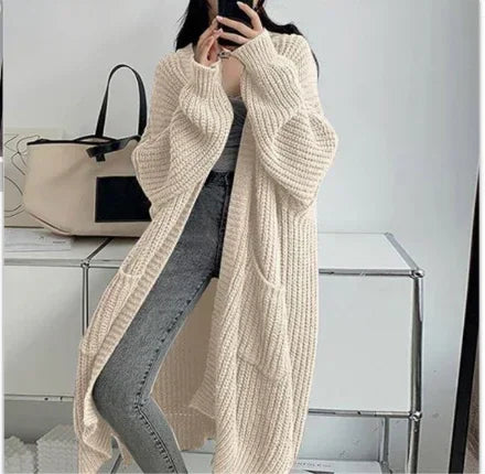 Women Knitted Cardigan | Long Loose Winter Sweater - ZA-Zola