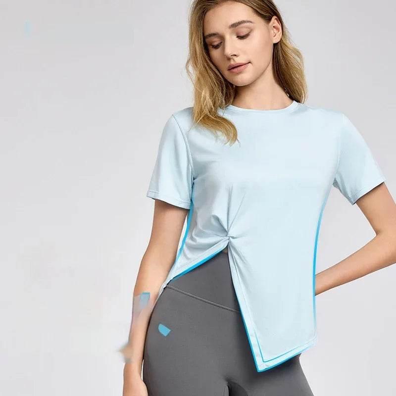 Breathable Yoga Top - Loose Fit, Split Hem Design - ZA-Zola