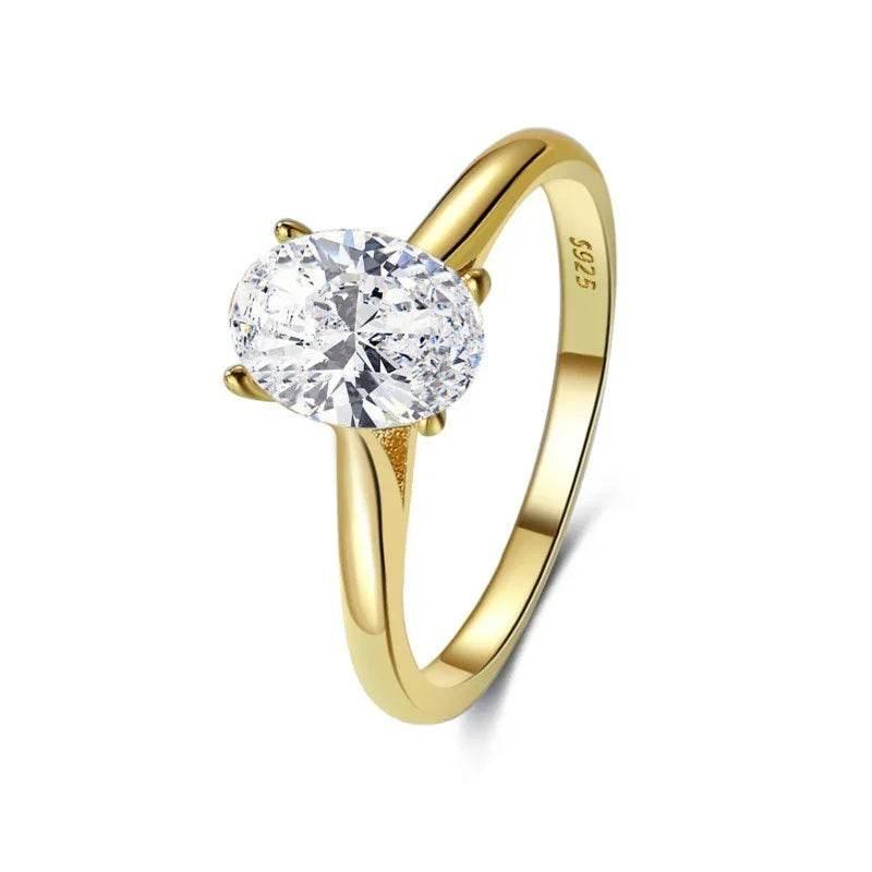 Sterling Silver Oval Zircon Ring for Women - ZA-Zola