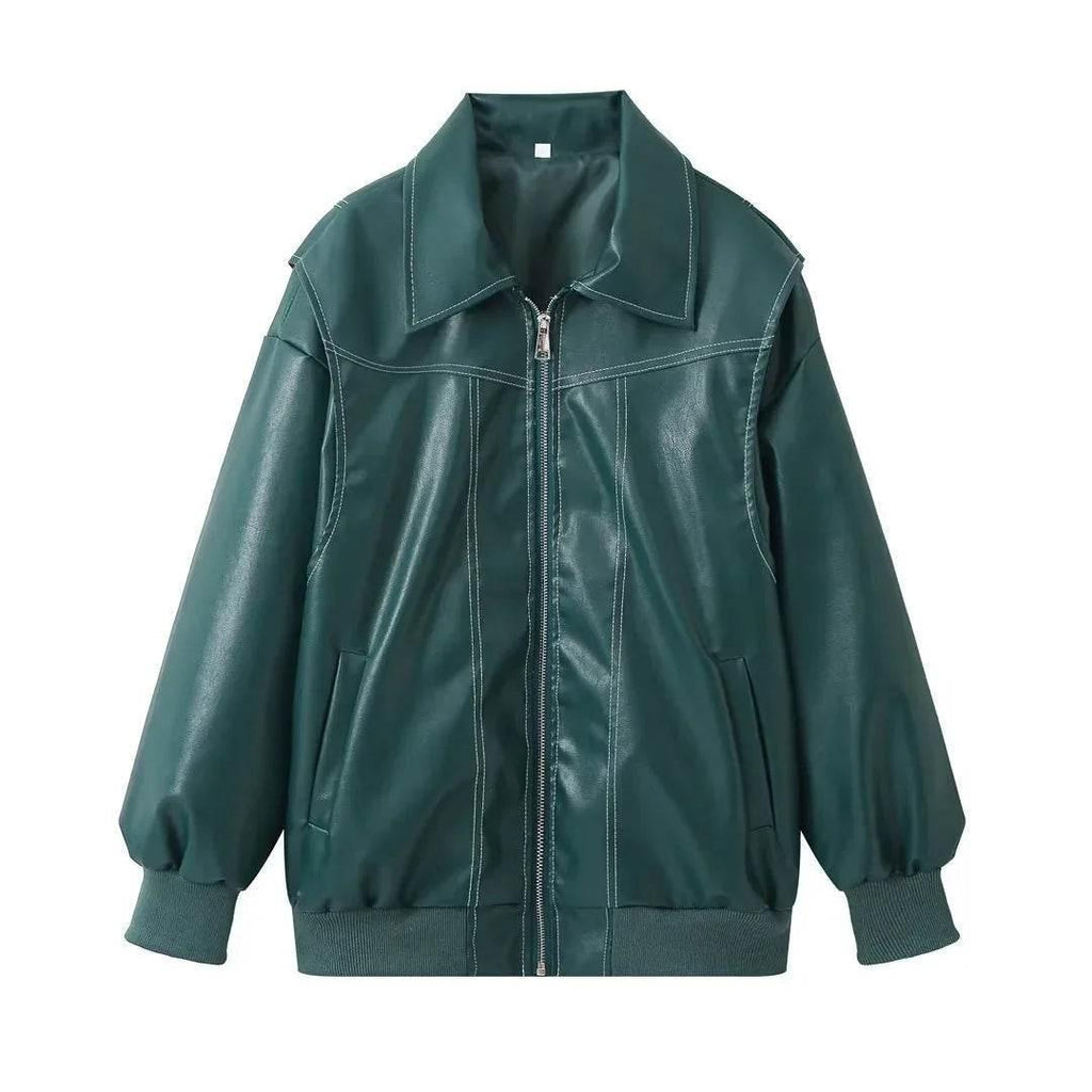 Women's Moto Biker Zip Jacket - Stylish & Sleek - ZA-Zola