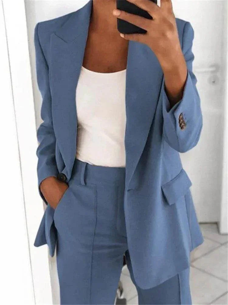 Slim Blazer & Pocket Trousers Set for Women - ZA-Zola