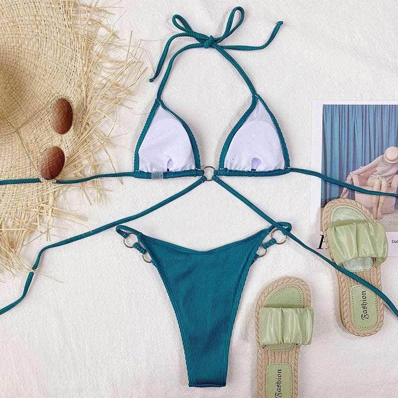Sexy Green Beach Bikini – Solid Color Swim Set - ZA-Zola