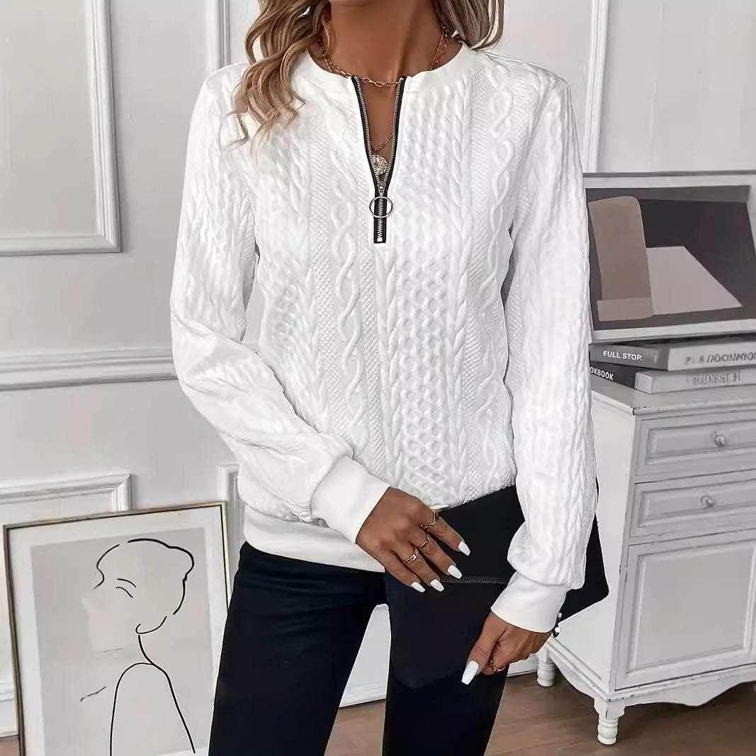 ✨ Solid Color Zipper Pullover – Shop Now! - ZA-Zola