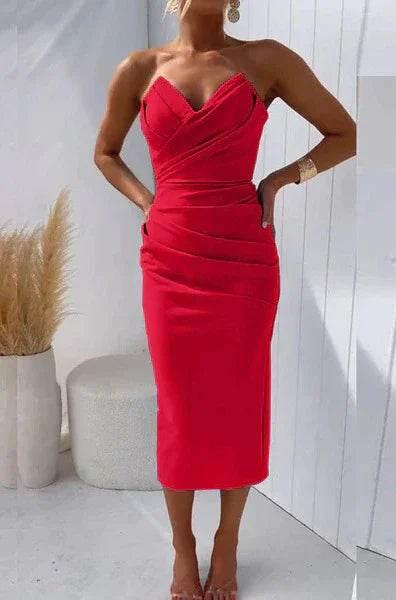 Elegant Sleeveless High Slit Solid Color Dress - ZA-Zola