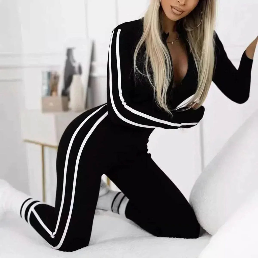 Women's Slim Striped Jumpsuit – Stylish & Comfy! - ZA-Zola