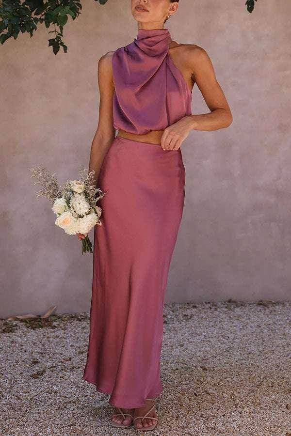 Satin Slim Fit Two-Piece Set – Casual & Chic Style - ZA-Zola