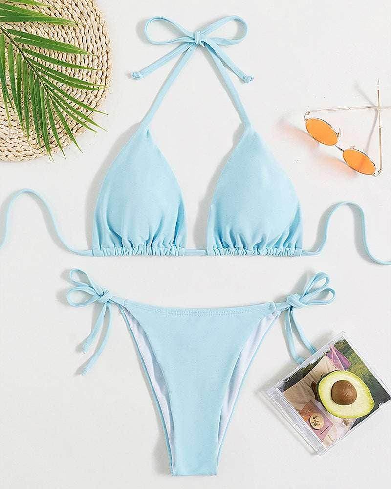 Pure Color Halter Bikini | Sexy Swimsuit – Buy Now - ZA-Zola