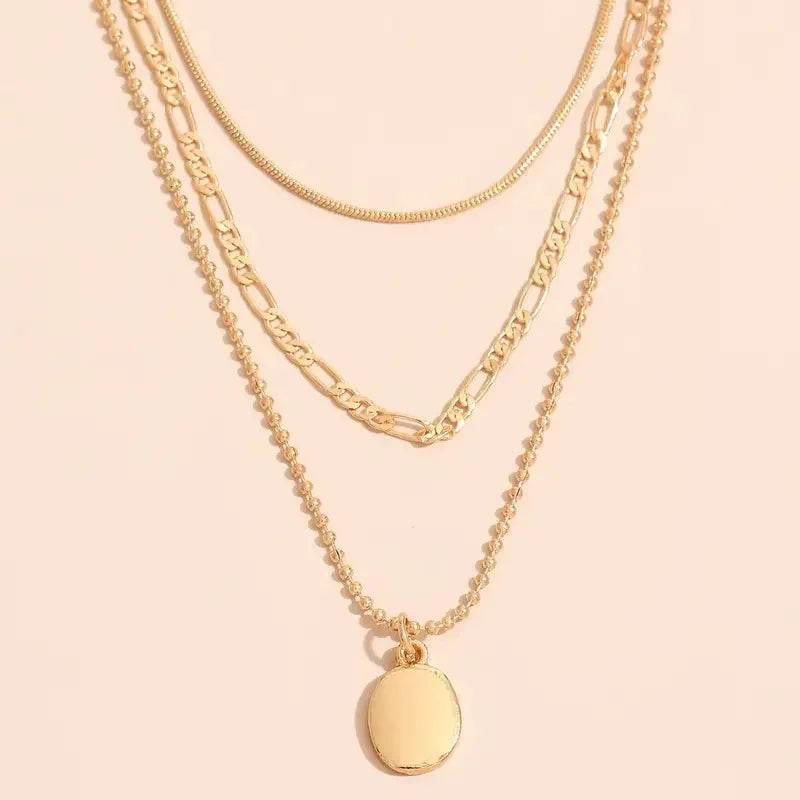 Vintage Oval Pendant Necklace in Gold or Silver - ZA-Zola