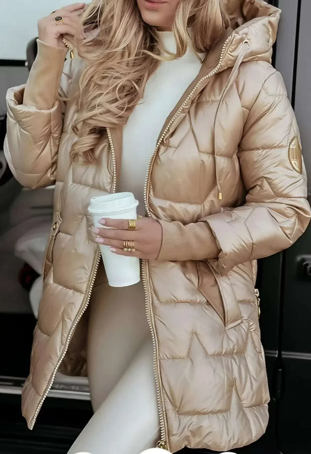 Winter Hooded Down Jacket for Women | Elegant Warm Cardigan Coat - ZA-Zola