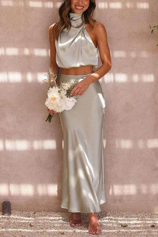 Satin Slim Fit Two-Piece Set – Casual & Chic Style - ZA-Zola