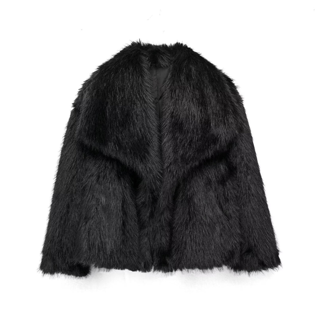 Winter Plush Coat for Women | Fluffy Warm Lapel Jacket - ZA-Zola