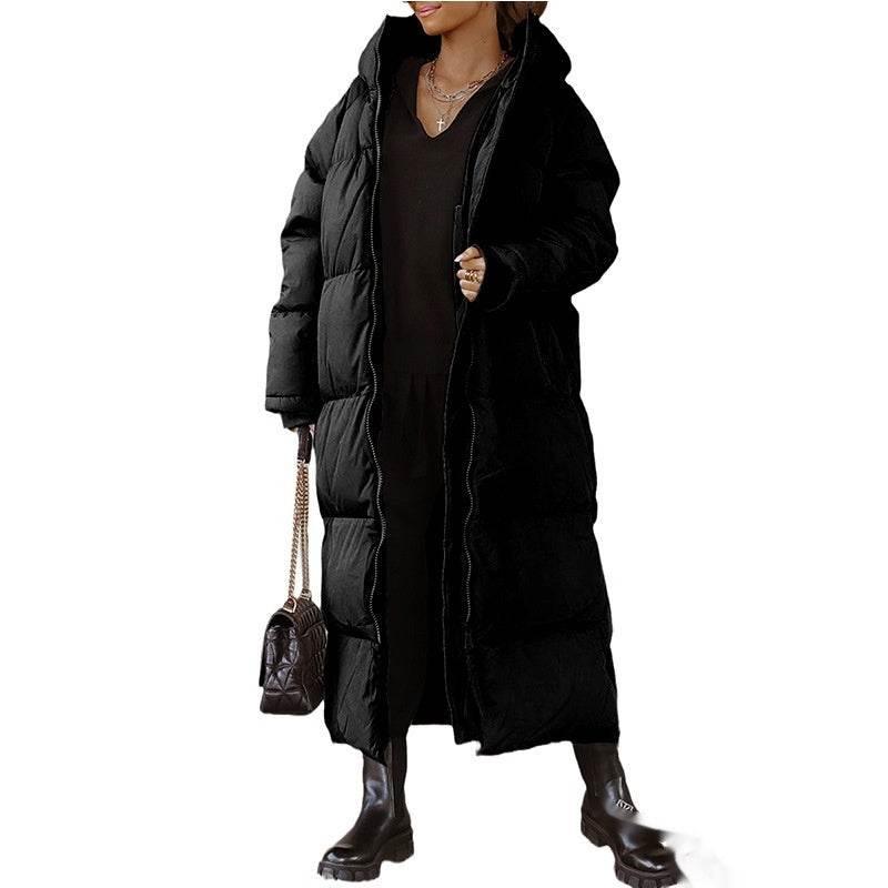 Hooded Long Casual Zip Coat – Stylish Women's Outerwear - ZA-Zola