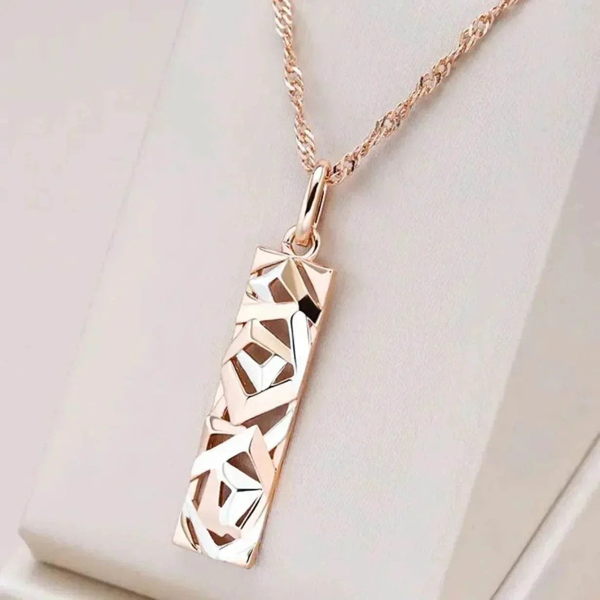 Two-Tone Hollow Tag Pendant Necklace for Women - ZA-Zola
