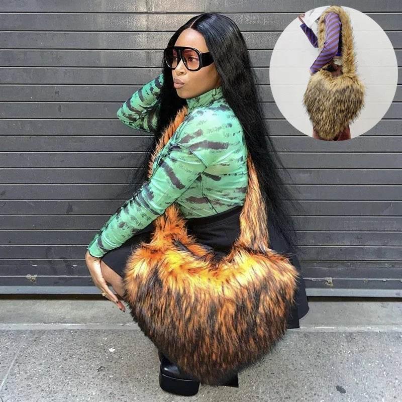 Winter Fleece Heart Shape Bag | Plush Crossbody Handbag - ZA-Zola