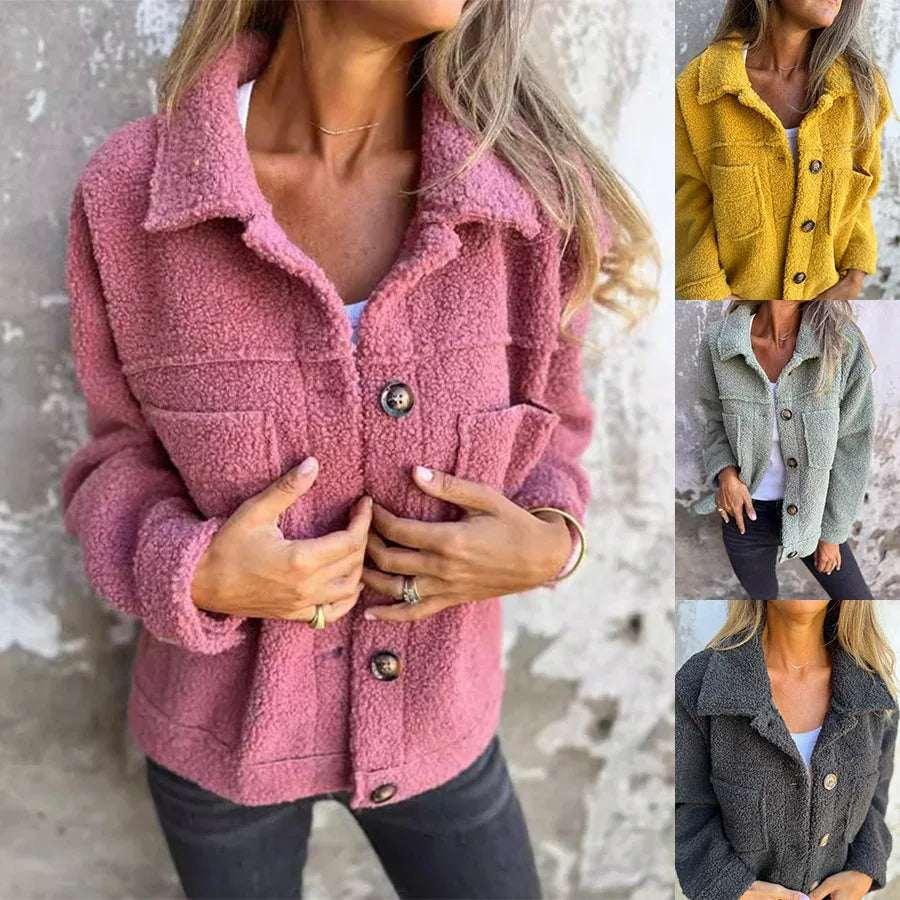 Lamb Wool Coat Women Cropped Winter Jacket - ZA-Zola