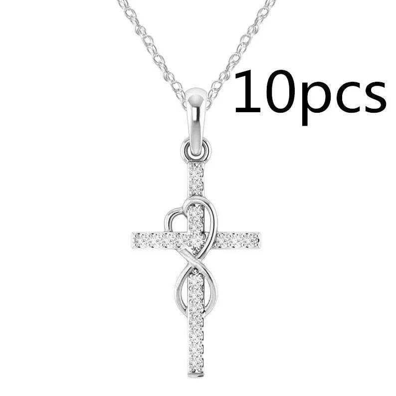 Alloy Diamond Cross Necklace – Stylish & Unisex - ZA-Zola