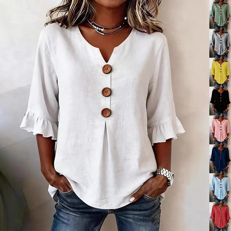 Ruffled V-Neck Summer Top | Women’s Casual Wear