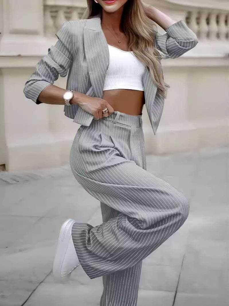 Striped Cropped Suit Set – Urban Spring Vibes - ZA-Zola