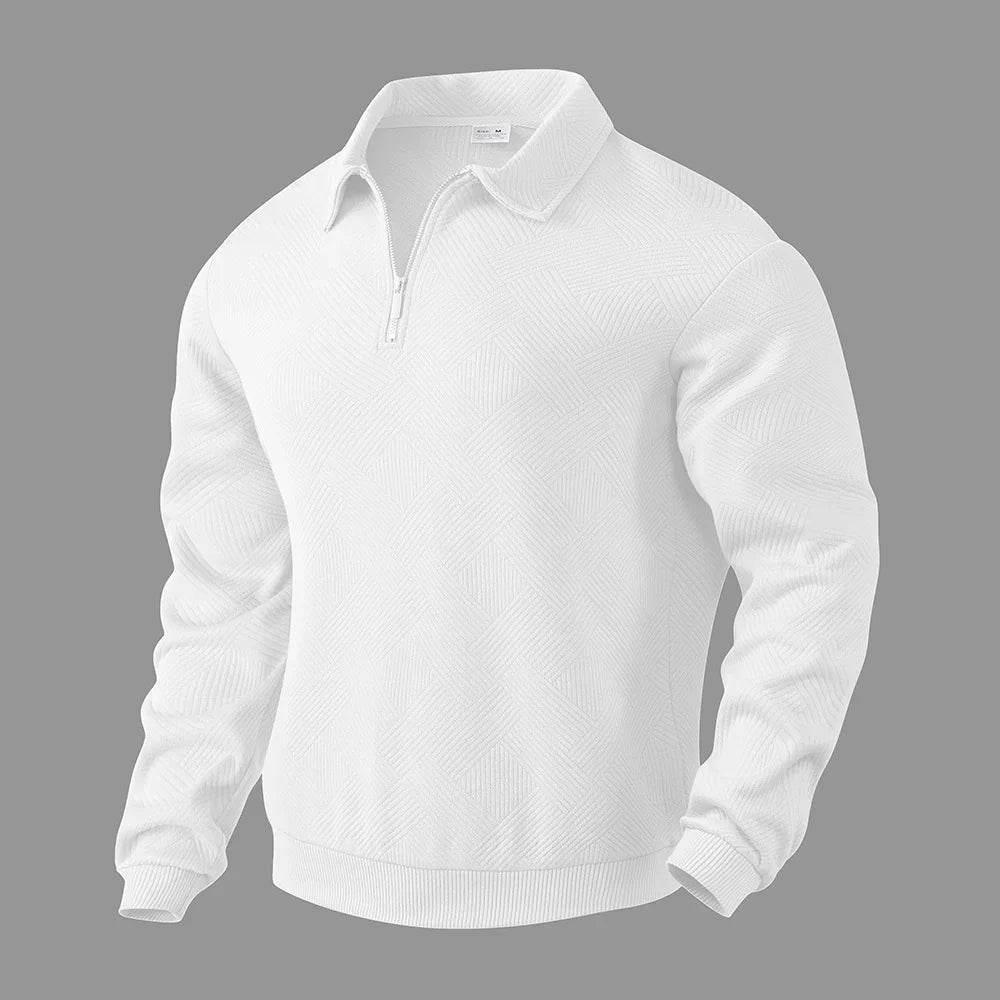 Lapel Jacquard Half-Zipper Sweatshirt - Stylish Men's Tops - ZA-Zola