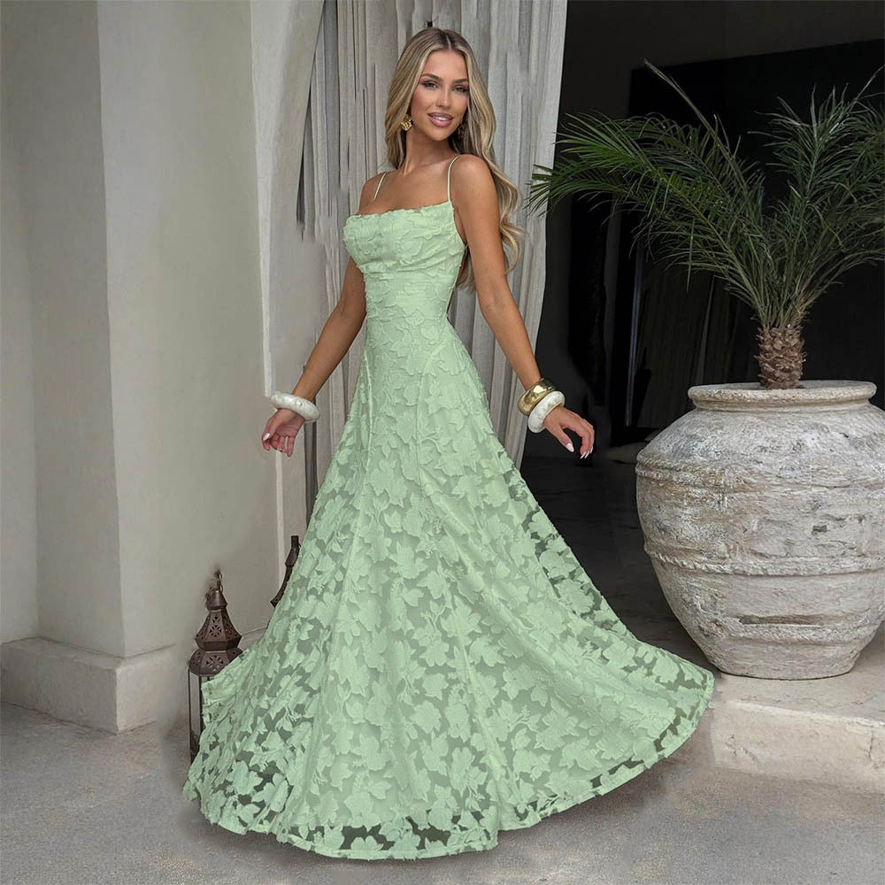 Sexy Sling Chiffon Elegant Backless Dress Women
