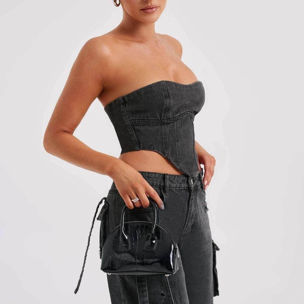 Low Waist Tube Top & Pocket Jeans Suit – Trendy Fit - ZA-Zola