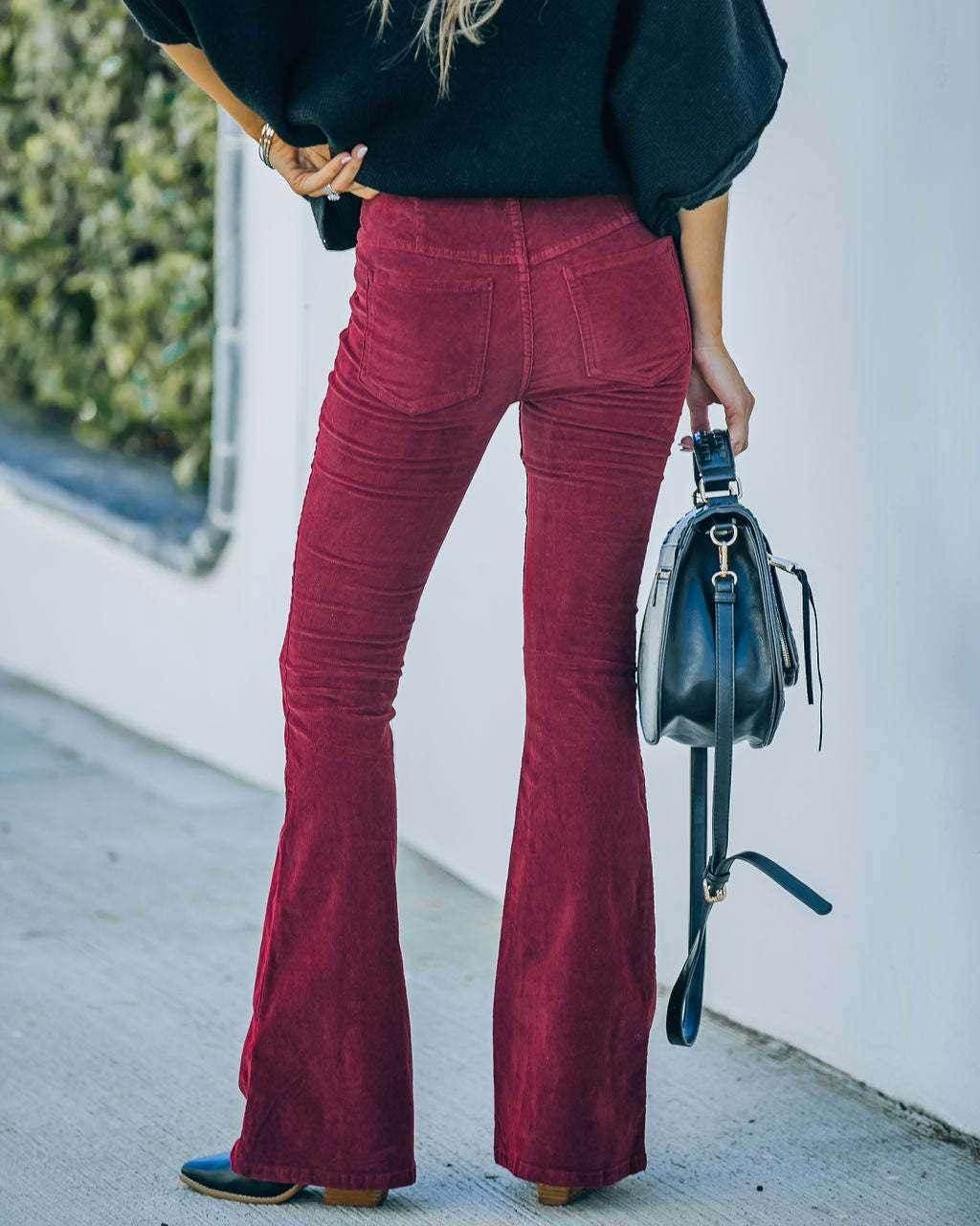 High Waist Corduroy Flared Pants – Slim Fit - ZA-Zola
