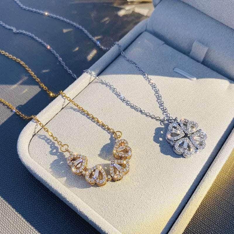 Heart Pendant – Magnetic Four-Leaf Clover Necklace - ZA-Zola