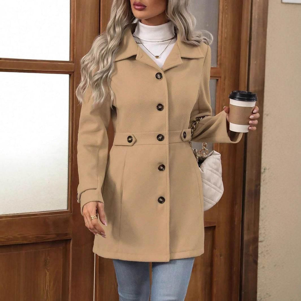 Elegant Women’s Woolen Coat – Mid-Length Jacket - ZA-Zola