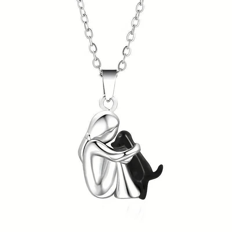 Girl and Dog Hug Necklace – Pet Love Jewelry Gift - ZA-Zola