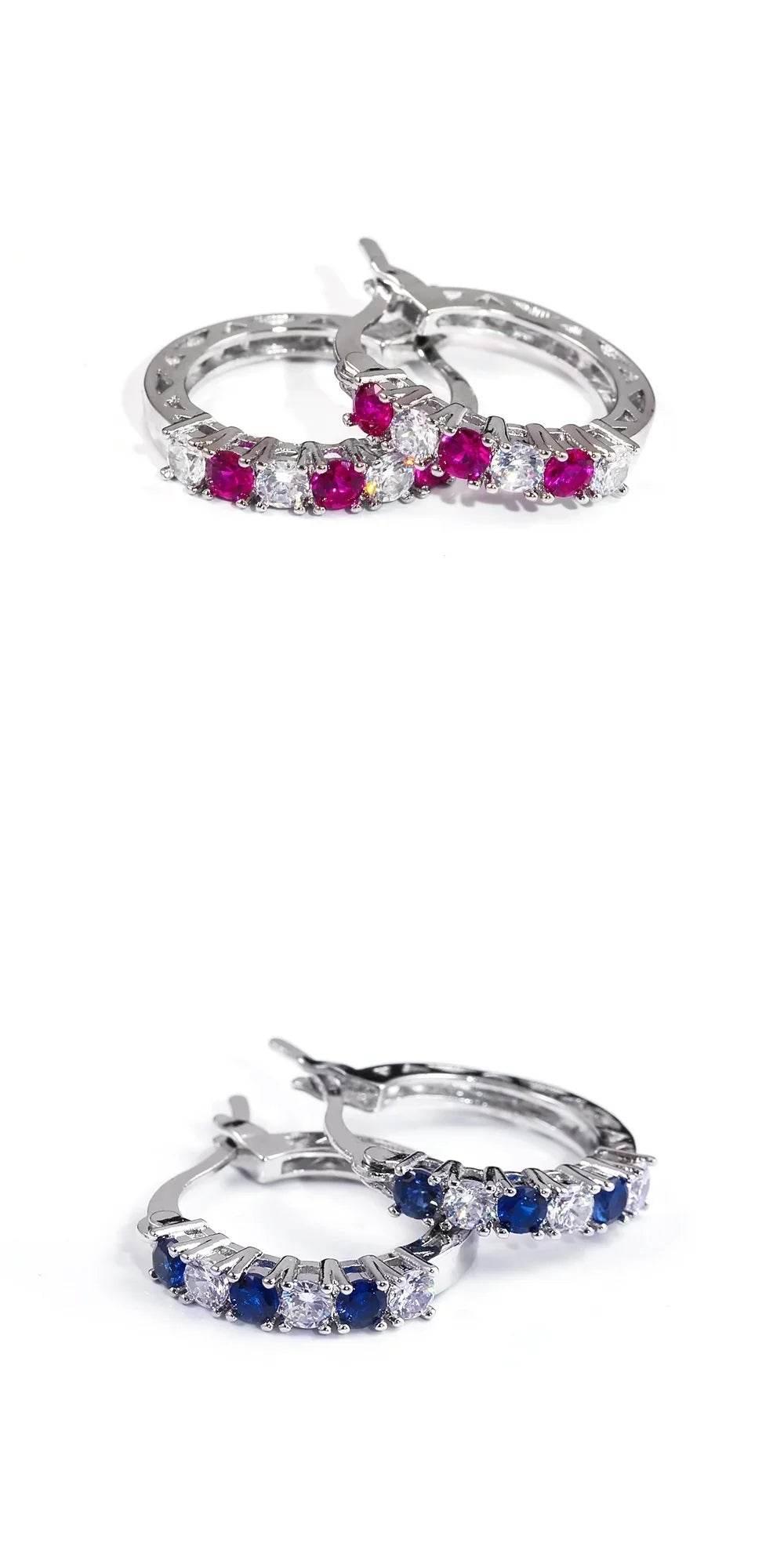 Colorful Zircon Ear Buckles – Elegant Ring Shape - ZA-Zola
