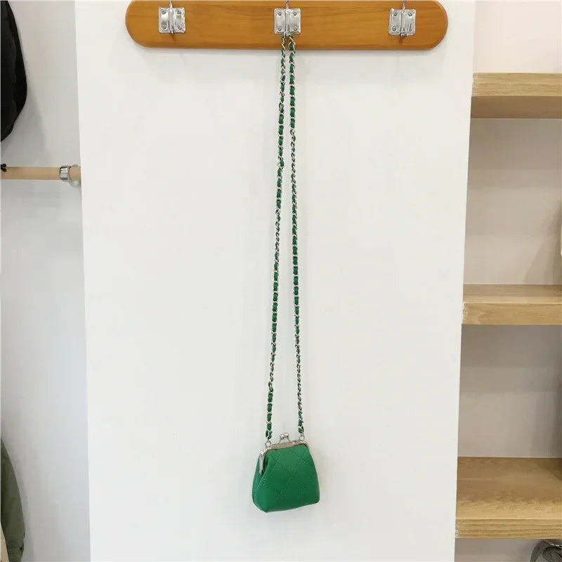Mini Crossbody Earphone Bag with Rhombus Chain Design - ZA-Zola