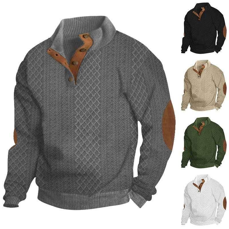 Stand Collar Jacquard Knitted Pullover Sweater - Men's - ZA-Zola