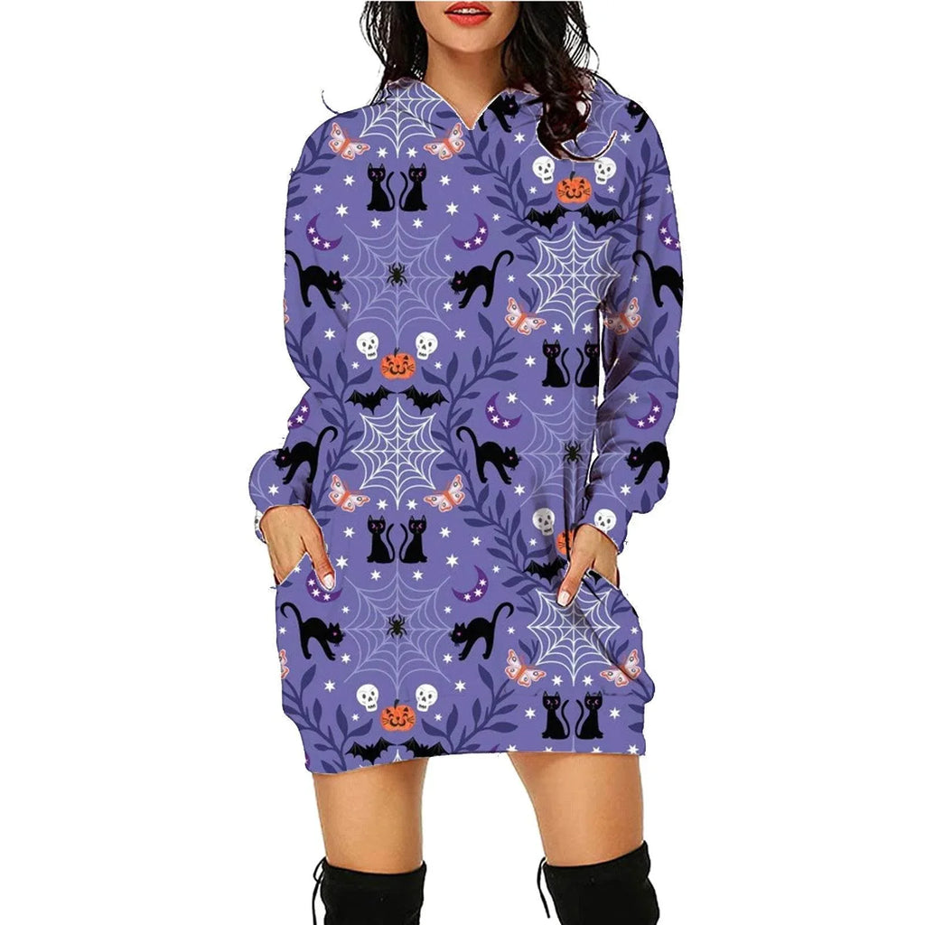 Halloween Print Hoodie Dress | ZA-Zola Women’s - ZA-Zola