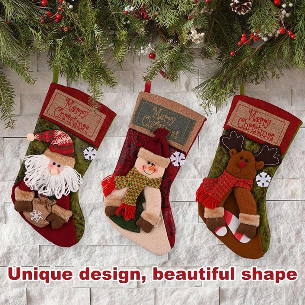 Christmas Stocking Socks Snowman Santa Elk Decor - ZA-Zola