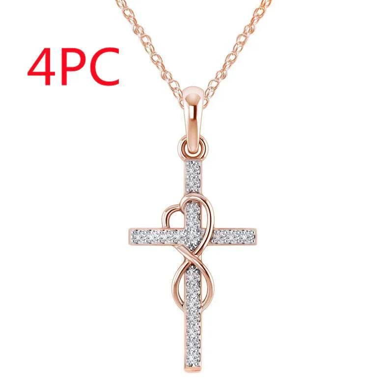 Alloy Diamond Cross Necklace – Stylish & Unisex - ZA-Zola