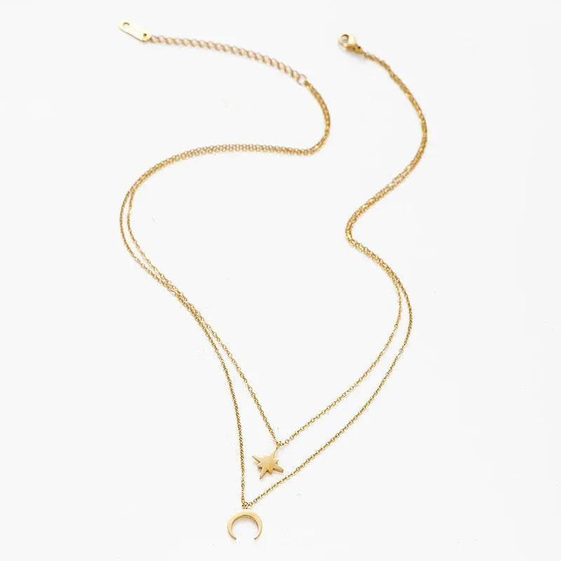 Moon & Star Twin Clavicle Chain – Shop Elegant Style - ZA-Zola