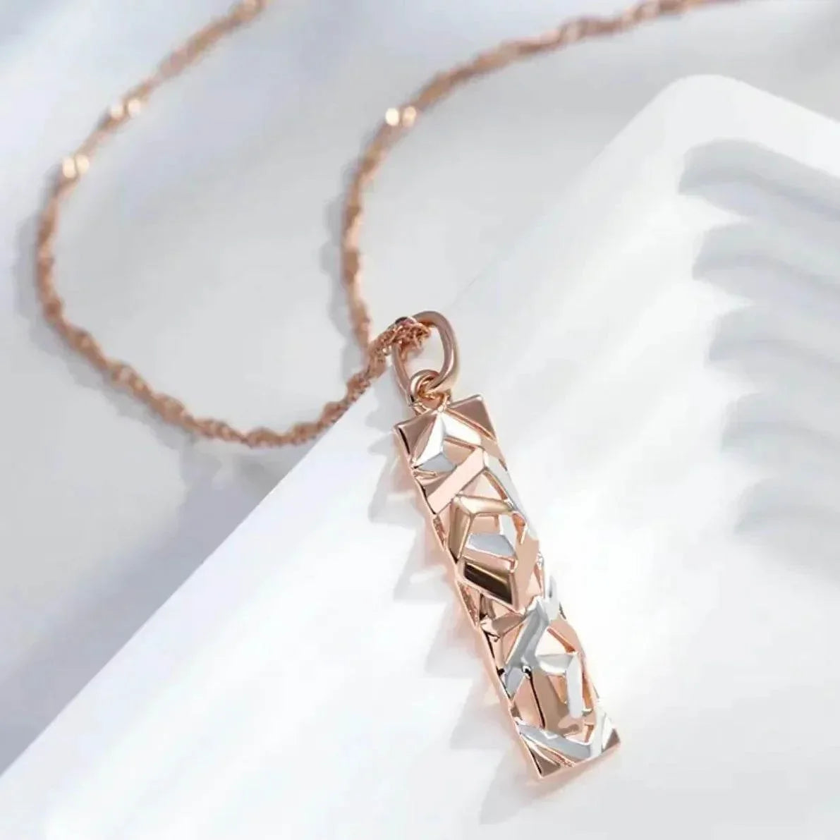 Two-Tone Hollow Tag Pendant Necklace for Women - ZA-Zola