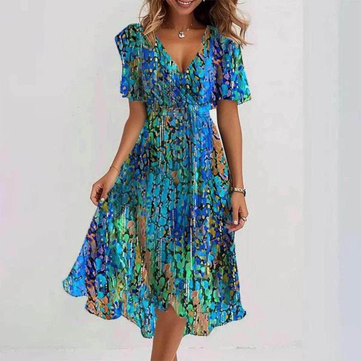 Chiffon V-Neck Summer Dress – Light, Feminine Style - ZA-Zola