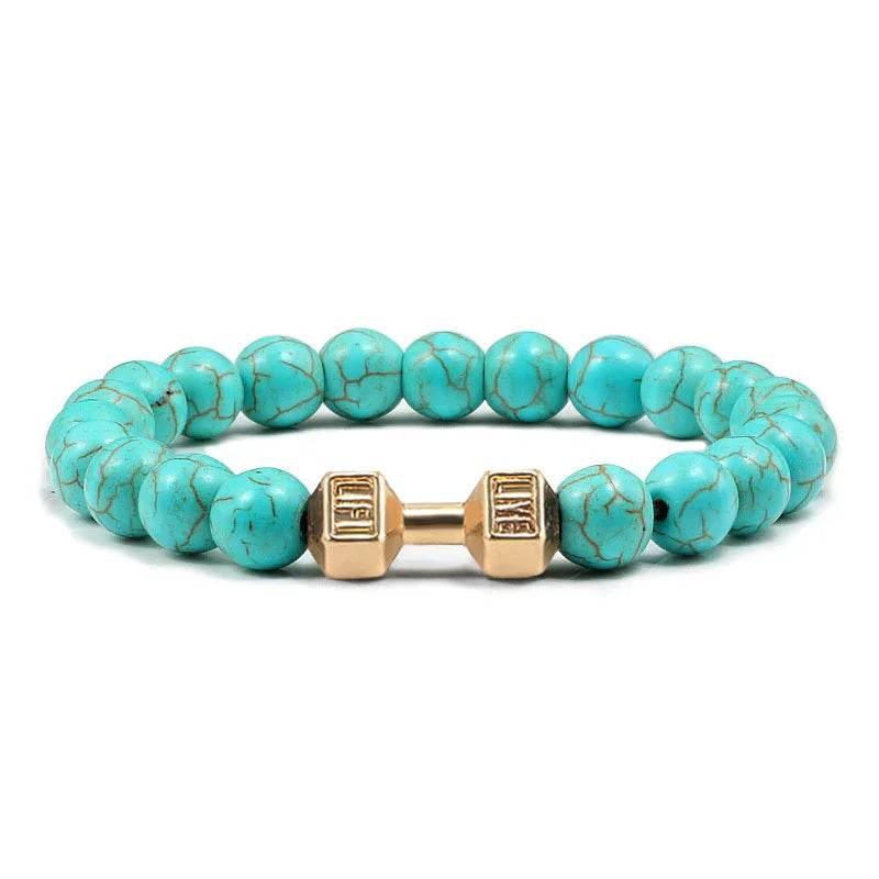 Turquoise Electroplated Alloy Barbell Bracelet - ZA-Zola