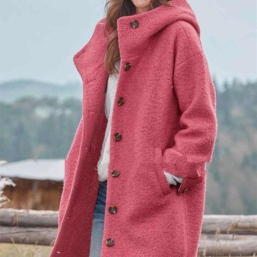 Women Tweed Trench Coat Thickened Medium Length - ZA-Zola