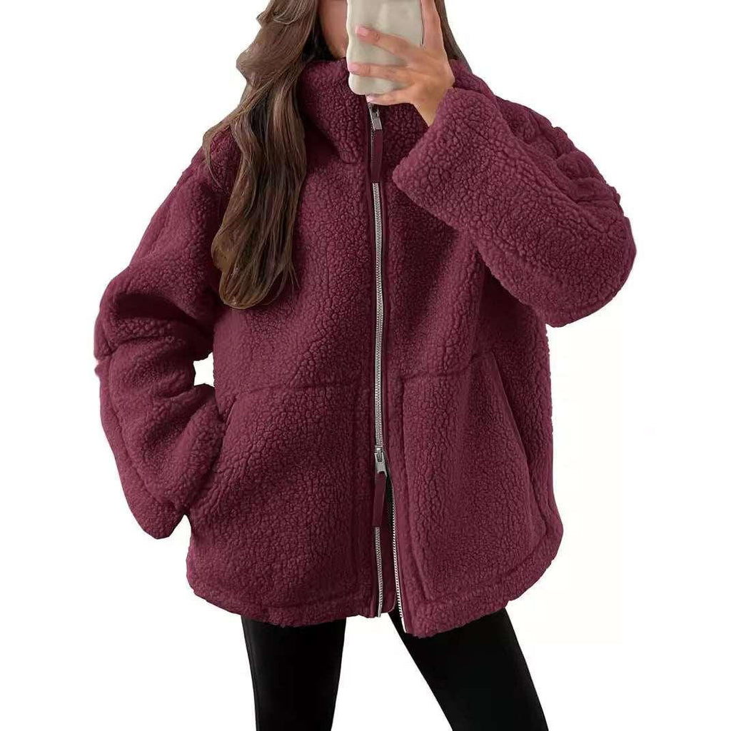 Winter Fleece Jacket Women | Lapel Zip-Up Coat - ZA-Zola