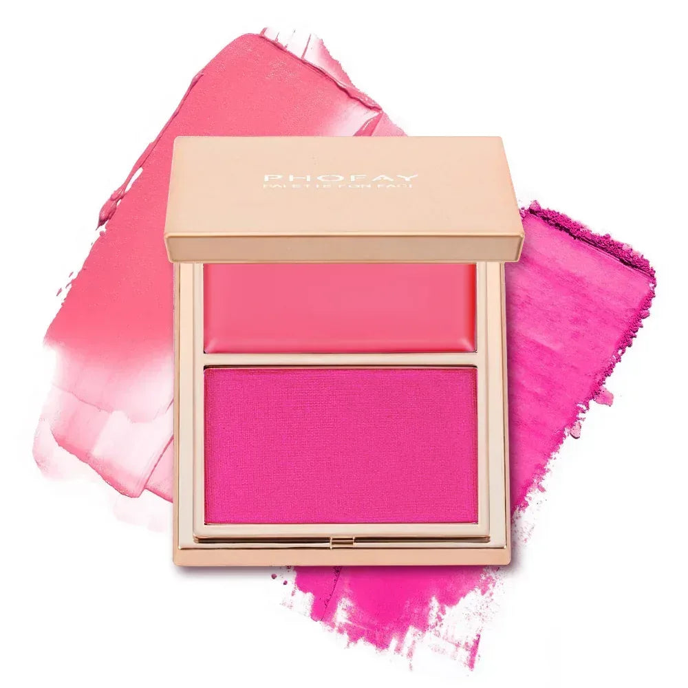 PHOFAY Cream and Powder Blush Duo – Smooth Weightless Color - ZA-Zola
